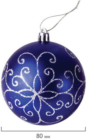 Шары ёлочные 6 шт., 8 см, "Basic Art", пластик, цвет: синий/белый, ЗОЛОТАЯ СКАЗКА, 590892