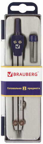 Готовальня BRAUBERG "Student Oxford", 2 предмета: циркуль 140 мм со сгибаемой ножкой, грифель, пенал, 210323