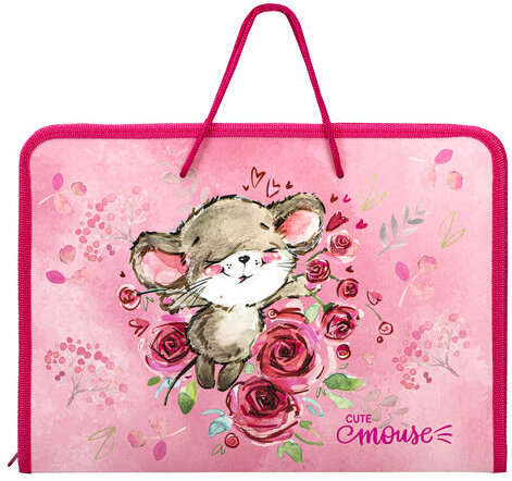 Папка для труда на молнии с ручками ПИФАГОР А4, 1 отделение, пластик, органайзер, "Mouse", 270877