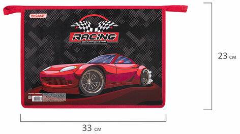 Папка для тетрадей ПИФАГОР А4, 1 отделение, картон/пластик, на молнии, "Rocker Car", 271438