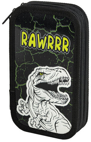 Пенал ЮНЛАНДИЯ, 2 отделения, ламинированный картон, конгрев, 19х11 см, "RAWR", 271538