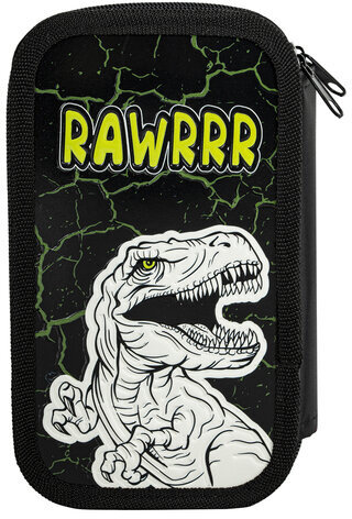 Пенал ЮНЛАНДИЯ, 2 отделения, ламинированный картон, конгрев, 19х11 см, "RAWR", 271538