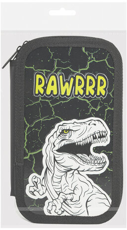 Пенал ЮНЛАНДИЯ, 2 отделения, ламинированный картон, конгрев, 19х11 см, "RAWR", 271538