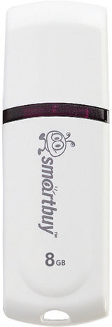 Флеш-диск 8 GB, SMARTBUY Paean, USB 2.0, белый, SB8GBPN-W