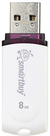 Флеш-диск 8 GB, SMARTBUY Paean, USB 2.0, белый, SB8GBPN-W