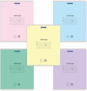 Тетрадь 24 л. BRAUBERG КЛАССИКА NEW линия, обложка картон, АССОРТИ (5 видов), 105704