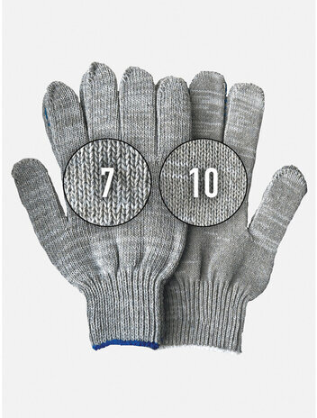 Перчатки хлопчатобумажные эконом, КОМПЛЕКТ 100 пар, 10 класс, 26-28 г, 83 текс, С ПВХ, LAIMA ЭКОНОМ, БЕЛЫЕ, 608680