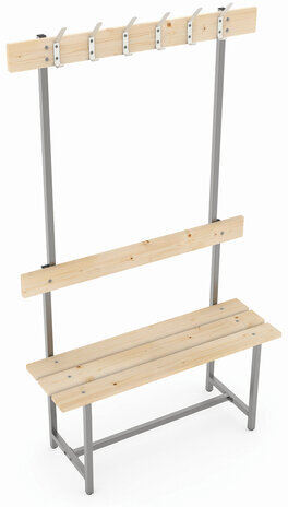 Скамья с вешалкой, спинкой &quot;СВТ 4&quot;, 1765х1000х395 мм, 6 крючков, дерево, металлокаркас