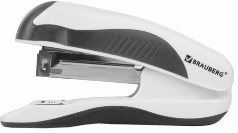 Степлер №24/6, 26/6 BRAUBERG "JET PRO", до 25 листов, эргономичный, бело-черный, 228585