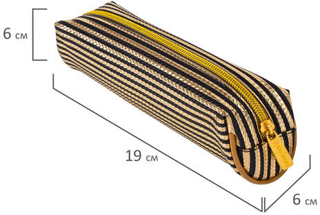 Пенал-косметичка BRAUBERG, мягкий, "Royal", золотой, 19х6х6 см, 229021