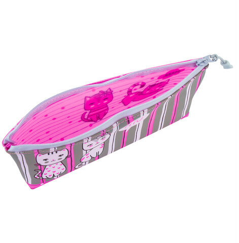 Пенал-косметичка BRAUBERG треугольный, мягкий, "Kittens", 22х3х8 см, 229255