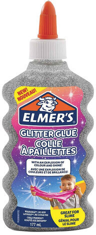 Клей для слаймов канцелярский с блестками ELMERS "Glitter Glue", 177 мл, серебряный, 2077255
