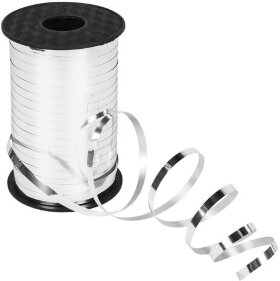 Лента упаковочная декоративная для шаров и подарков, металлик, 5 мм х 250 м, серебро, ЗОЛОТАЯ СКАЗКА, 591816