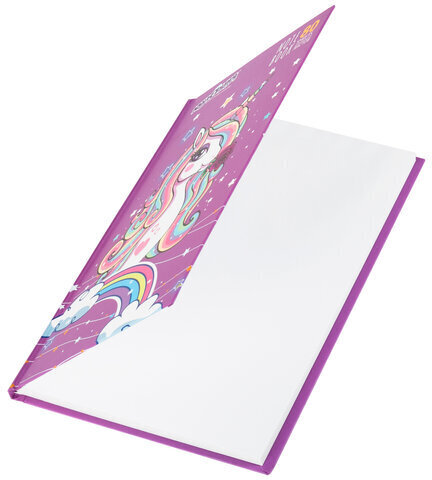 Блокнот А5 (135х206 мм), 80 л., твердый, клетка, выборочный лак, ЮНЛАНДИЯ, "Единорог", 111616