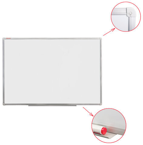 Доска магнитно-маркерная 90х120 см, алюминиевая рамка, ГАРАНТИЯ 10 ЛЕТ, РОССИЯ, BRAUBERG Стандарт, 235522