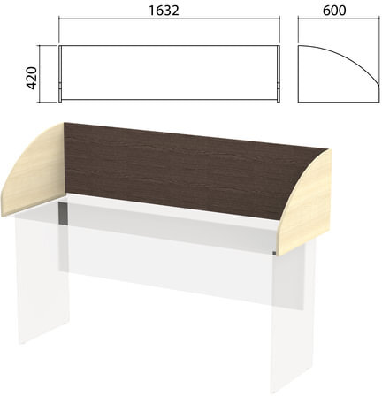 Экран-перегородка "Канц" 1632х600х420 мм, цвет венге/дуб молочный (КОМПЛЕКТ С ФУРНИТУРОЙ)