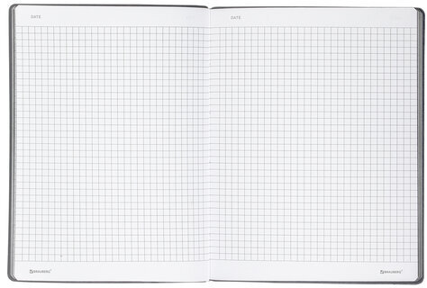 Тетрадь А5 (175х215 мм), BRAUBERG "NEBRASKA", 96 л., под кожу, клетка, серый, 113415