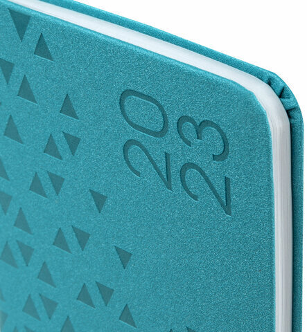 Еженедельник датированный 2023 МАЛЫЙ ФОРМАТ 95х155 мм А6, BRAUBERG "Glance", под кожу, бирюзовый, 113975