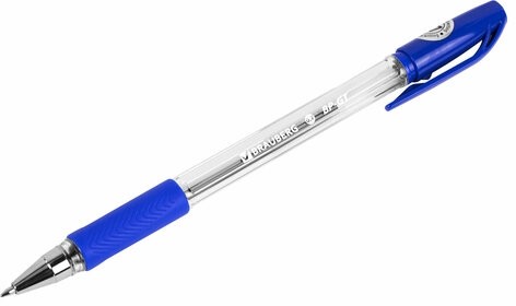 Ручка шариковая BRAUBERG "BP-GT", СИНЯЯ, корпус прозрачный, евронаконечник 0,7 мм, линия письма 0,35 мм, 144004