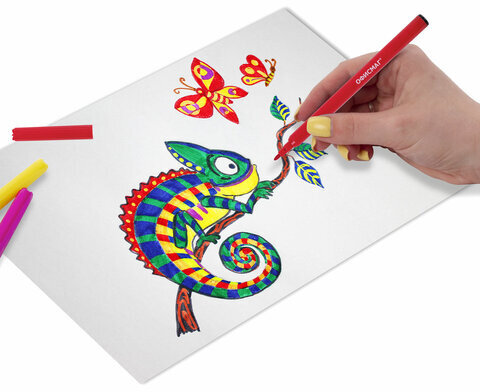 Фломастеры ОФИСМАГ 12 цветов, КЛАССИЧЕСКИЕ, вентилируемый колпачок, ПВХ упаковка, 152500