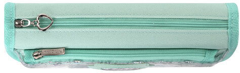 Пенал-косметичка ЮНЛАНДИЯ, 2 отделения, полиэстер, "Kitty", мятный, 21х6х9 см, 270262