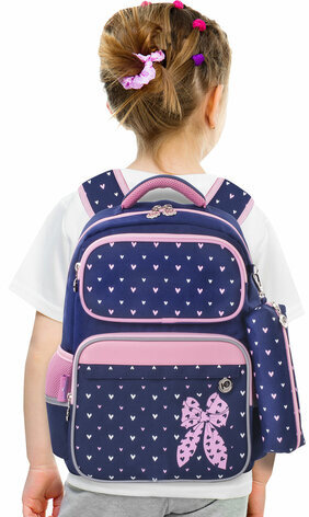 Рюкзак ЮНЛАНДИЯ COMPLETE с пеналом в комплекте, эрго-спинка, "Pink bow", 42х29х14 см, 229972