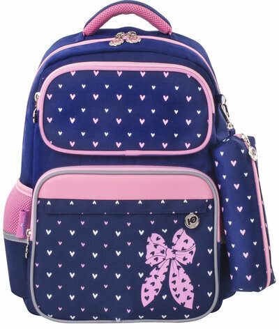 Рюкзак ЮНЛАНДИЯ COMPLETE с пеналом в комплекте, эрго-спинка, "Pink bow", 42х29х14 см, 229972