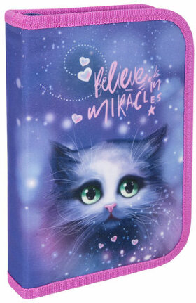 Пенал BRAUBERG, 1 отделение, 2 откидные планки, полиэстер, 21х14 см, &quot;Believe in miracles&quot;, 270716