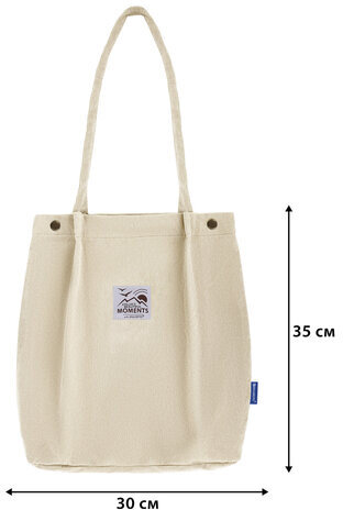 Сумка-шоппер BRAUBERG MOMENTS, вельвет, 35х30 см, бежевый, 271906