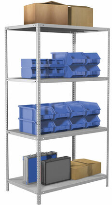 Стеллаж металлический BRABIX "MS KD-180/60-4", 1800х1000х600 мм), 4 полки, компактная упаковка, 291117, S240BR146402