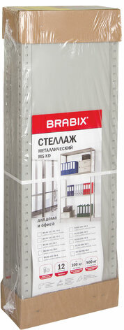 Стеллаж металлический BRABIX "MS KD-180/60-4", 1800х1000х600 мм), 4 полки, компактная упаковка, 291117, S240BR146402