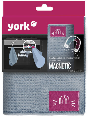Салфетка из микрофибры, 40х50 см, магнит для крепления, СУПЕР ПЛОТНАЯ, 300 г/м2, Magnetic, YORK, 26260