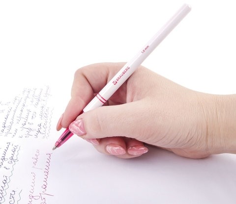 Ручка шариковая BRAUBERG "Офисная", КРАСНАЯ, корпус белый, узел 1 мм, линия письма 0,5 мм, 140892