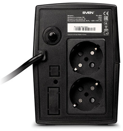 Источник бесперебойного питания SVEN Pro 800, 800VA (480W), 2 евророзетки, SV-013851