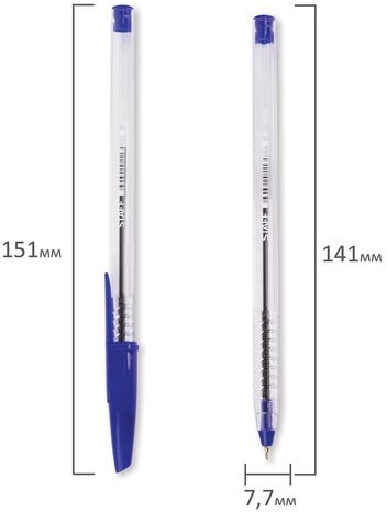 Ручка шариковая масляная STAFF "EVERYDAY" OBP-226, СИНЯЯ, корпус прозрачный, игольчатый узел 0,7 мм, линия письма 0,35 мм, 141705