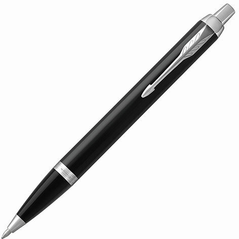 Ручка шариковая PARKER "IM Core Black Lacquer CT", корпус черный глянцевый лак, хромированные детали, синяя, 1931665