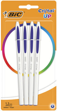 Ручки шариковые BIC &quot;Cristal Up&quot;, НАБОР 4 шт., СИНИЕ, узел 1 мм, линия письма 0,32 мм, блистер, 949875