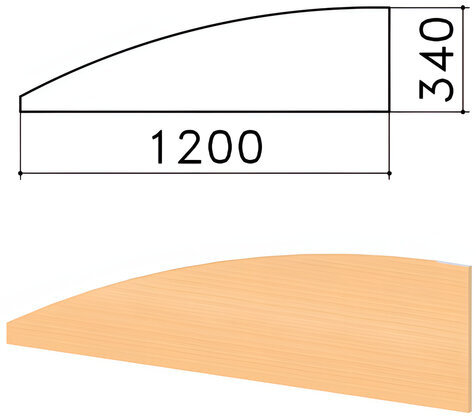 Экран-перегородка "Монолит", 1200х16х340 мм, БЕЗ ФУРНИТУРЫ (код 640237), бук бавария, ЭМ20.1