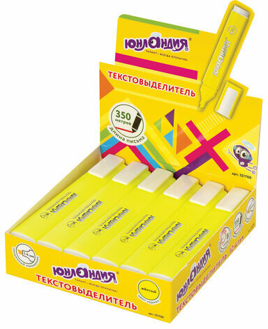 Текстовыделитель ЮНЛАНДИЯ "COLORSTAR", ЖЕЛТЫЙ, линия 1-4 мм, 151700