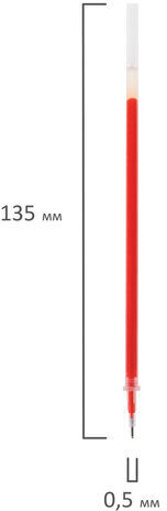Стержень гелевый STAFF "Basic" GPR-229, 135 мм, КРАСНЫЙ, игольчатый узел 0,5 мм, линия 0,35 мм, 170230