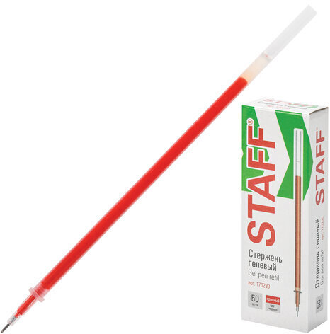 Стержень гелевый STAFF "Basic" GPR-229, 135 мм, КРАСНЫЙ, игольчатый узел 0,5 мм, линия 0,35 мм, 170230