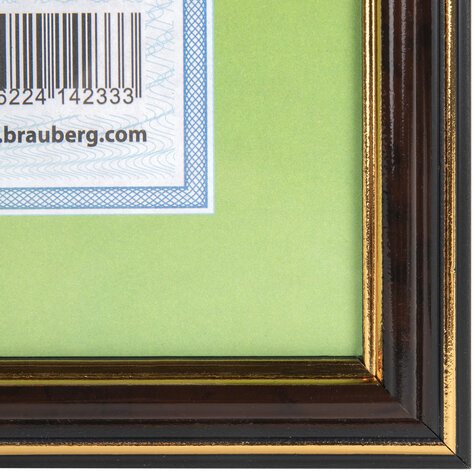 Рамка 21х30 см, пластик, багет 20 мм, BRAUBERG "HIT3", красное дерево с двойной позолотой, стекло, 390986