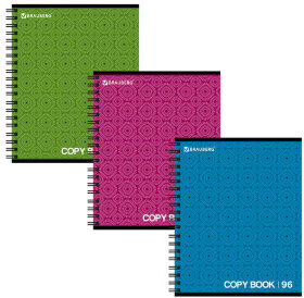 Тетрадь А5, 96 л., BRAUBERG, гребень, клетка, обложка картон, МОНОХРОМ 2, 402056