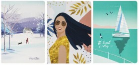 Тетради 40 л. в точку обложка SoftTouch, НАБОР 3 шт., бежевая бумага 70 г/м2, сшивка, А5 (147х210 мм), MEMORIES,BRAUBERG, 403803