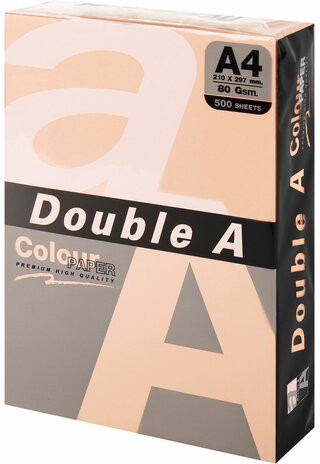 Бумага цветная DOUBLE A, А4, 80 г/м2, 500 л., пастель, светло-оранжевая