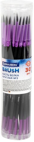 Кисть белка, круглая № 3, BRAUBERG PREMIUM, 200972