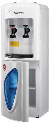 Водораздатчик-кулер БЕЗ НАГРЕВА И ОХЛАЖДЕНИЯ, AQUA WORK 0.7-LWR, напольный, шкаф, 2 крана, белый, 23211