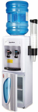 Водораздатчик-кулер БЕЗ НАГРЕВА И ОХЛАЖДЕНИЯ, AQUA WORK 0.7-LWR, напольный, шкаф, 2 крана, белый, 23211