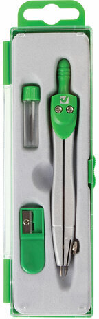 Готовальня BRAUBERG &quot;Klasse&quot;, 3 предмета: циркуль 115 мм, грифель, точилка, пенал с подвесом, 210328