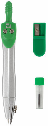 Готовальня BRAUBERG "Klasse", 3 предмета: циркуль 115 мм, грифель, точилка, пенал с подвесом, 210328